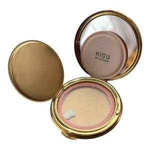 KIGU Caprice 1950's Loose Powder Compact with Sifter‎ Mirror Gold England w/case